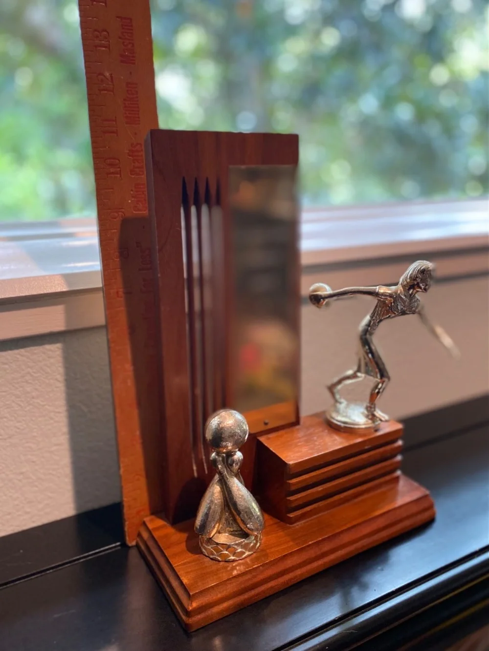🎳 Bowling Trophy, Ladies, Wooden Vintage 🏆 Craftsmanship, Solid Wood, Unique